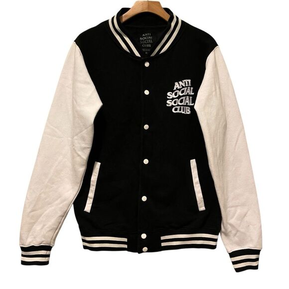 Anti Social Social Club ASSC Dropout Letterman Jacket Black / White Men’s Sz M - Picture 1 of 5